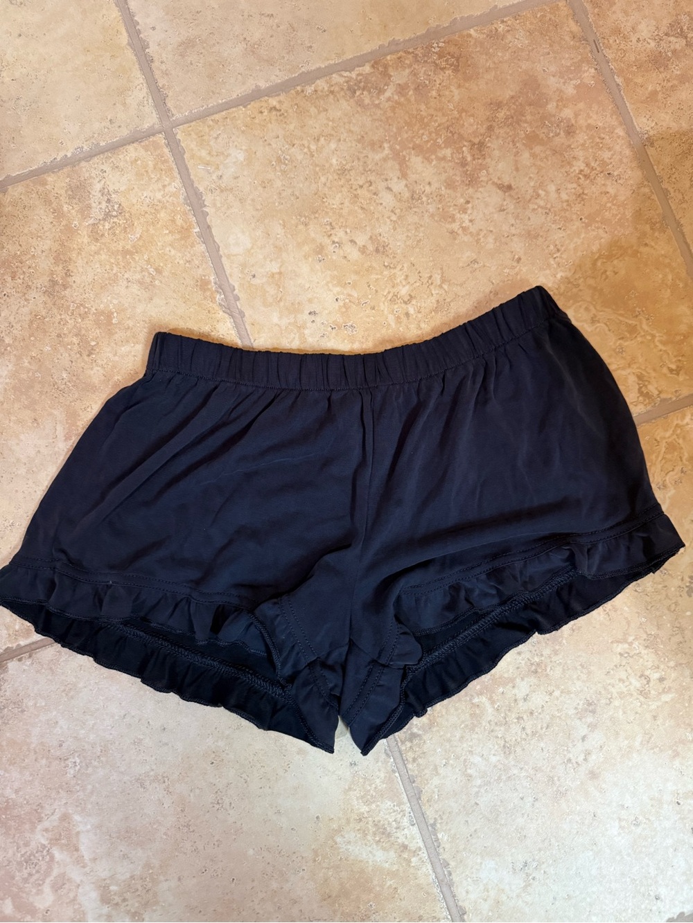 American Eagle Outfitters Black Ruffle-Hem Skort Shorts